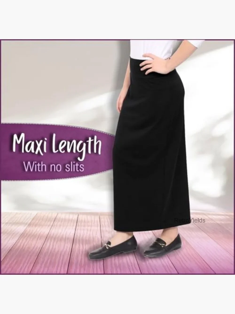 Cotton Stretch High Waisted Maxi Pencil Skirt for Women Slim Fit - Picture 2 of 7